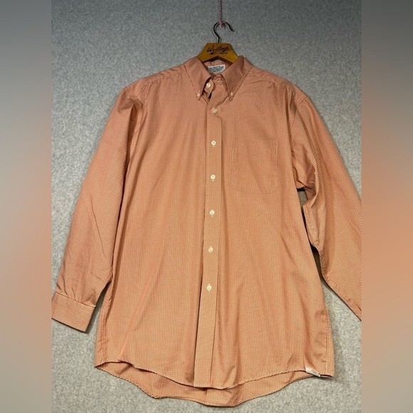 LL Bean Shirt Mens 15 33 Orange Button Down - Picture 1 of 5